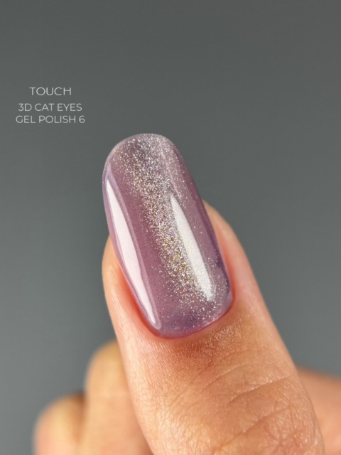 TOUCH 3D Cat Eyes Gel Polish 06 - szaro-fioletowy lakier hybrydowy z efektem „kociego oka”, 9 ml