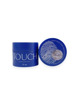 TOUCH Builder gel Gardens 01 - biały żel budujący z suszonymi kwiatami, 15 ml