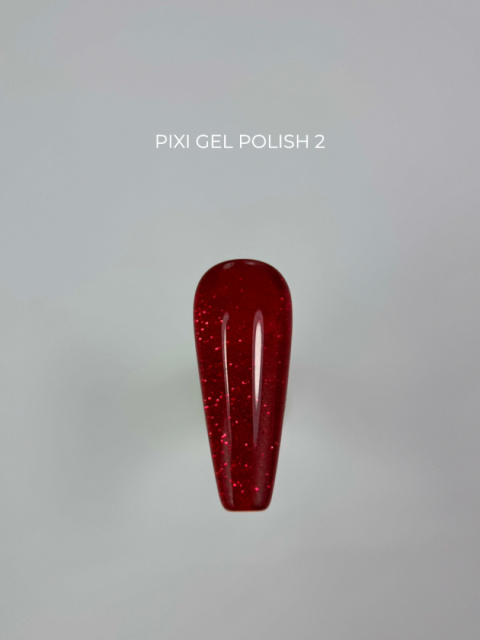 TOUCH Pixi gel polish 02 - czerwony brokatowy lakier hybrydowy, 9 ml