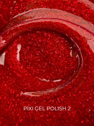 TOUCH Pixi gel polish 02 - czerwony brokatowy lakier hybrydowy, 9 ml