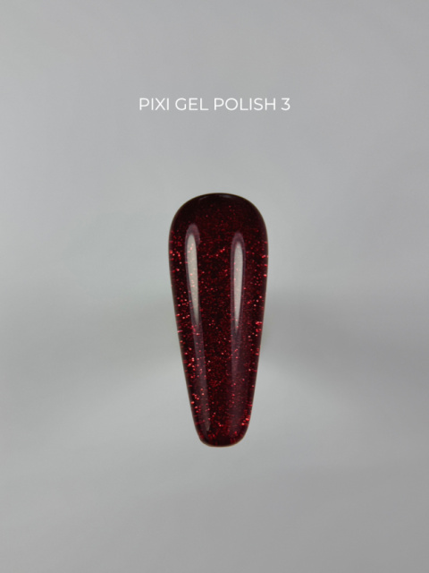 TOUCH Pixi gel polish 03 - ciemnoczerwony brokatowy lakier hybrydowy, 9 ml