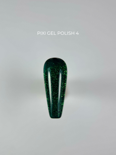 TOUCH Pixi gel polish 04 - zielony brokatowy lakier hybrydowy, 9 ml