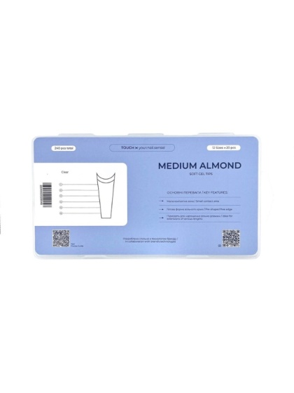 TOUCH Tipsy żelowe do przedłużania - Medium Almond , 240 szt