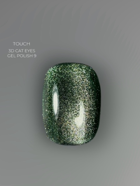 TOUCH 3D Cat Eyes Gel Polish 09 - zielony lakier hybrydowy z efektem „kociego oka”, 9 ml