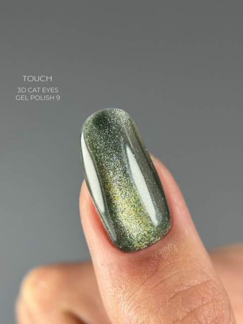 TOUCH 3D Cat Eyes Gel Polish 09 - zielony lakier hybrydowy z efektem „kociego oka”, 9 ml