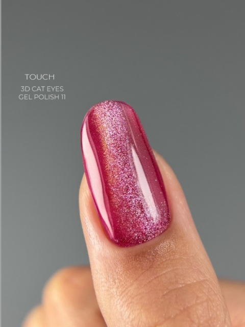TOUCH 3D Cat Eyes Gel Polish 11 - malinowy lakier hybrydowy z efektem „kociego oka”, 9 ml