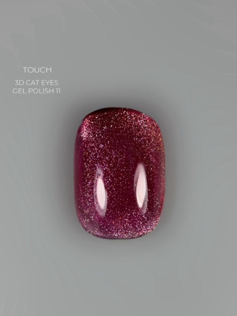 TOUCH 3D Cat Eyes Gel Polish 11 - malinowy lakier hybrydowy z efektem „kociego oka”, 9 ml