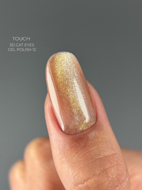 TOUCH 3D Cat Eyes Gel Polish 12 - karmelowo-złoty lakier hybrydowy z efektem „kociego oka”, 9 ml