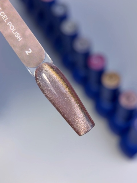 TOUCH 3D Cat Eyes Gel Polish 02 - brązowo-złoty lakier hybrydowy z efektem „kociego oka”, 9 ml