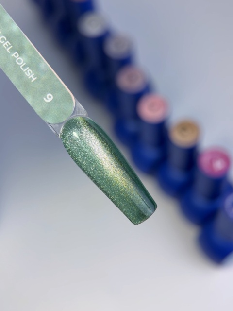 TOUCH 3D Cat Eyes Gel Polish 09 - zielony lakier hybrydowy z efektem „kociego oka”, 9 ml