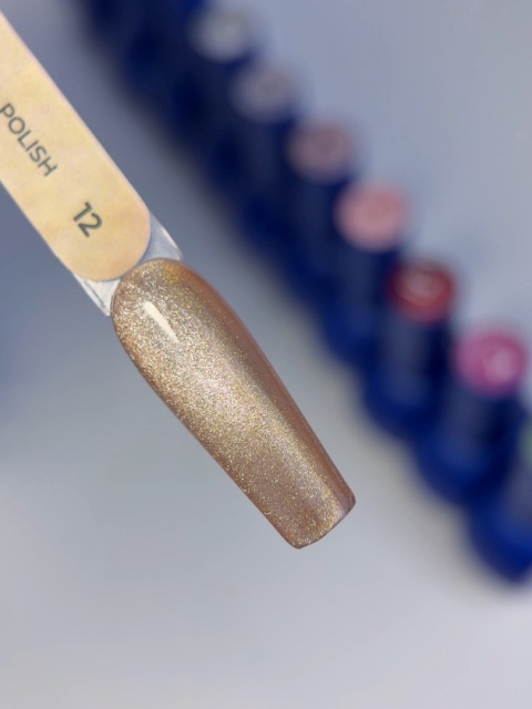 TOUCH 3D Cat Eyes Gel Polish 12 - karmelowo-złoty lakier hybrydowy z efektem „kociego oka”, 9 ml