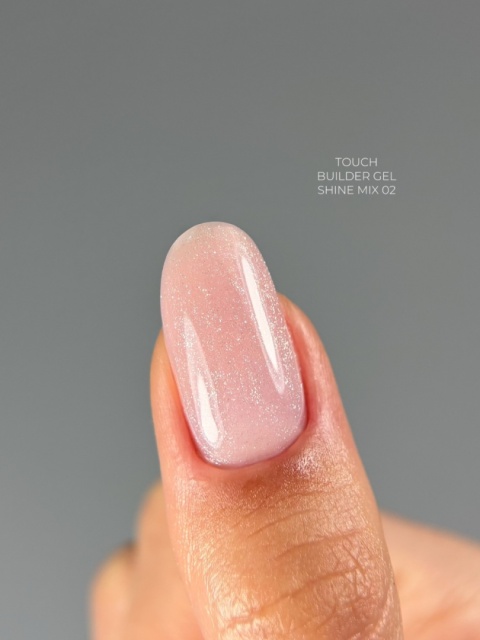 TOUCH Builder Gel Shine Mix 02 – różowy żel budujący z delikatną drobinką, 15 ml