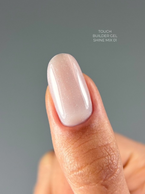 TOUCH Builder Gel Shine Mix 01 – biały żel budujący z delikatną drobinką, 15 ml
