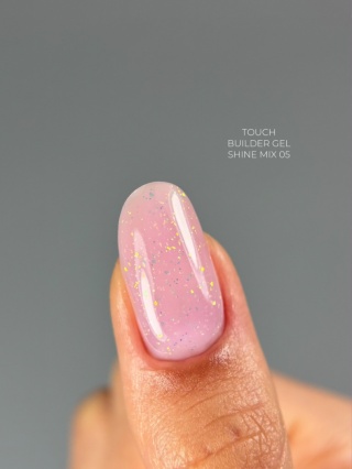 TOUCH Builder gel Shine Mix 05 - różowy żel budujący z cząstkami folii, 15 ml