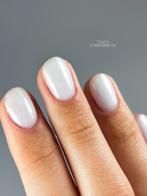 TOUCH Cover base 03 - chłodna biała baza hybrydowa ze srebrnymi drobinkami, 13 ml
