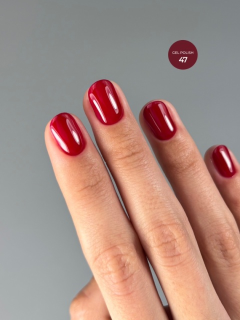 TOUCH Gel Polish 47 - wiśniowy czerwony lakier hybrydowy, 9 ml