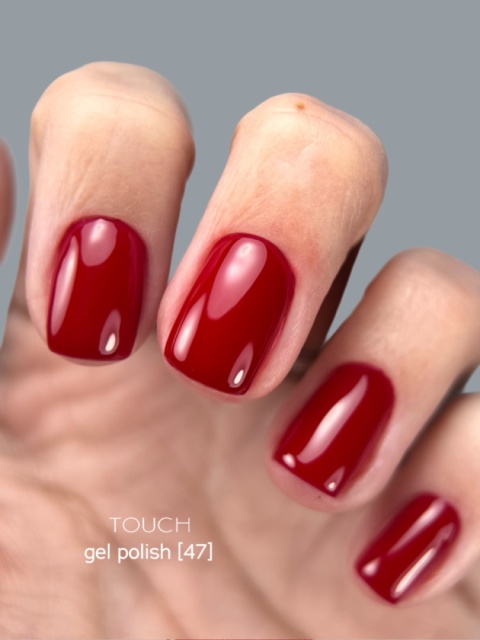 TOUCH Gel Polish 47 - wiśniowy czerwony lakier hybrydowy, 9 ml