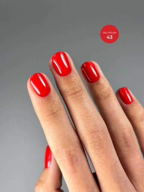 TOUCH Gel Polish 43 - jaskrawoczerwony lakier hybrydowy, 9 ml