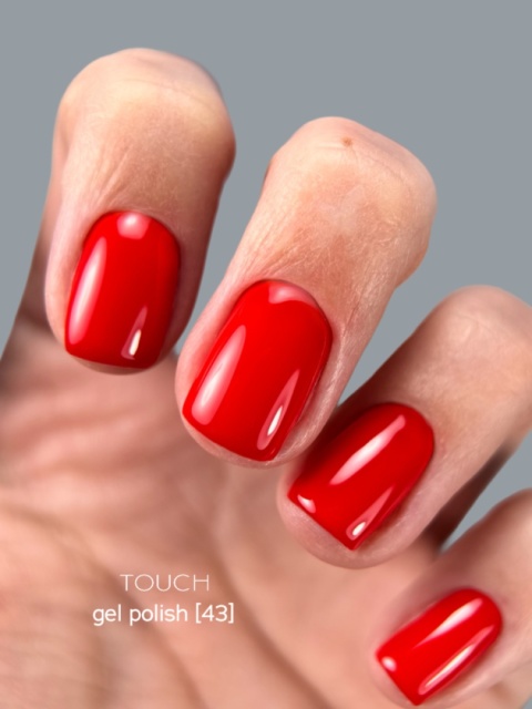 TOUCH Gel Polish 43 - jaskrawoczerwony lakier hybrydowy, 9 ml