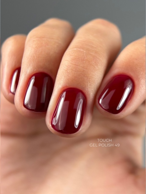 TOUCH Gel Polish 49 – głęboki bordowy lakier hybrydowy, 9 ml