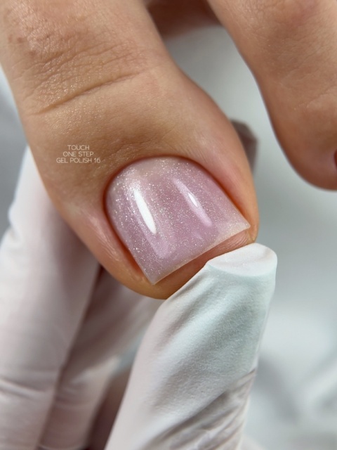 TOUCH One Step Gel Polish 16 - jasnofioletowy z drobinkami jednofazowy lakier hybrydowy 3w1, 9 ml