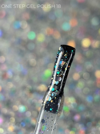 TOUCH One Step Gel Polish 18 - przezroczysty z brokatem jednofazowy lakier hybrydowy 3w1, 9 ml