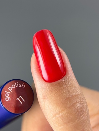 TOUCH gel polish 11 - jaskrawo-czerwony kryjący lakier hybrydowy, 9 ml