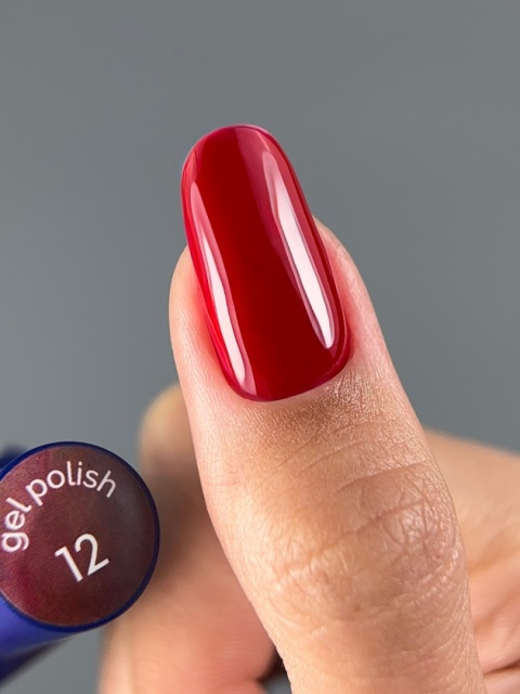 TOUCH gel polish 12 - klasyczny czerwony kryjący lakier hybrydowy, 9 ml