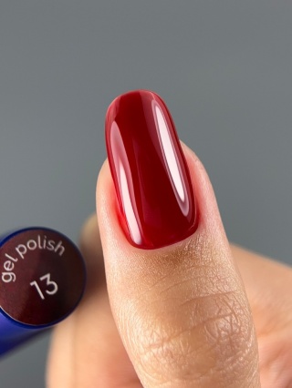 TOUCH gel polish 13 - ciemno-czerwony kryjący lakier hybrydowy, 9 ml