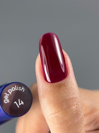 TOUCH gel polish 14 - wiśniowo-czerwony kryjący lakier hybrydowy, 9 ml