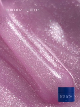 TOUCH Builder liquid 05 - różowy z brokatem mocny żel o płynnej koncystencji, 15 ml