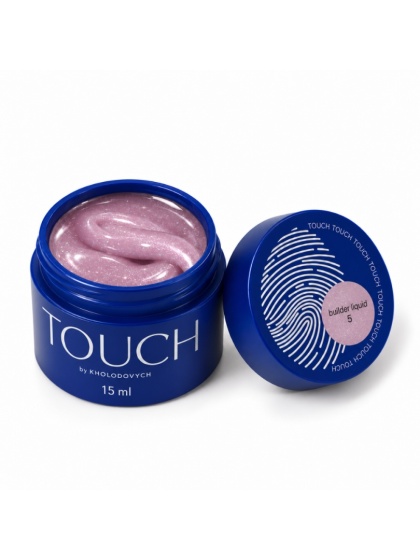 TOUCH Builder liquid 05 - różowy z brokatem mocny żel o płynnej koncystencji, 15 ml