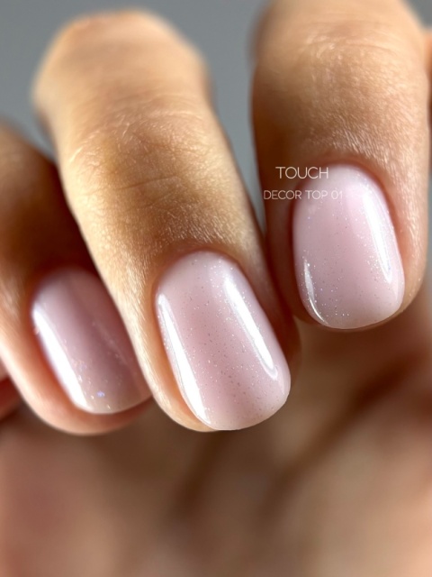 Top hybrydowy TOUCH Decor top 01 z holographiczną drobinką, 13 ml