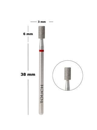 TOUCH Frez diamentowy walec czerwony 3 mm