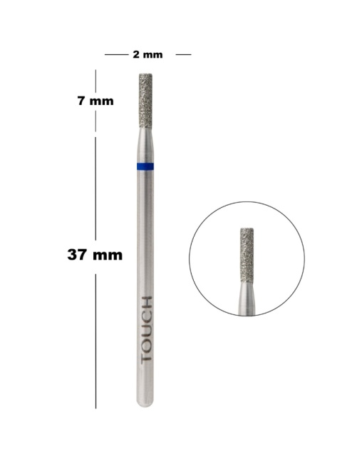 TOUCH Frez diamentowy walec niebieski 2 mm