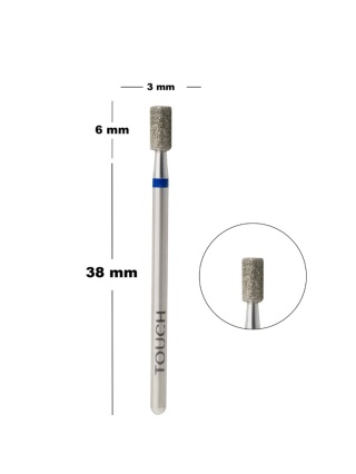TOUCH Frez diamentowy walec niebieski 3 mm