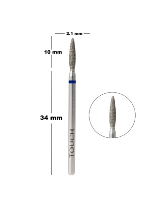 TOUCH Frez diamentowy zaokrąglony płomyk niebieski 2,1 mm
