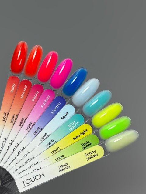 TOUCH Neon Liquid polygel Ruby - neonowo-czerwony płynny akrylożel, 15 ml