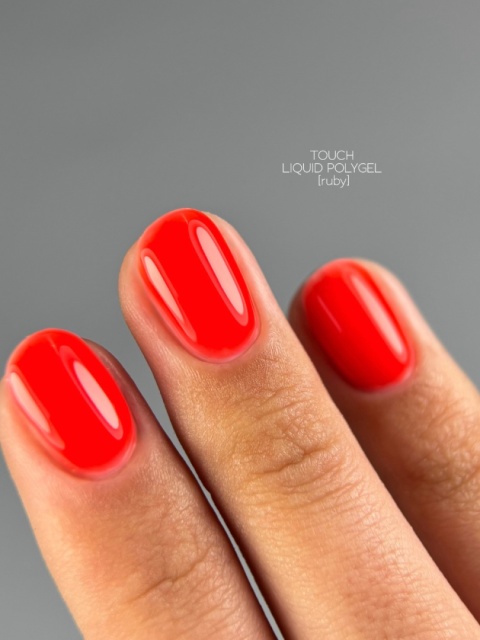 TOUCH Neon Liquid polygel Ruby - neonowo-czerwony płynny akrylożel, 15 ml
