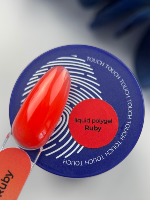 TOUCH Neon Liquid polygel Ruby - neonowo-czerwony płynny akrylożel, 15 ml