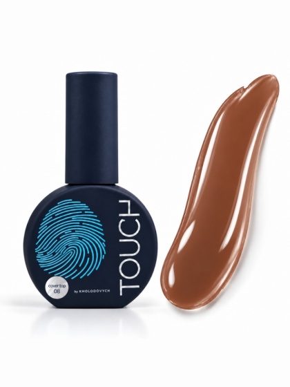 TOUCH Cover top 08 Bronze - kryjący top hybrydowy o głębokim, brązowym odcieniu z nutą czekolady, 7 ml